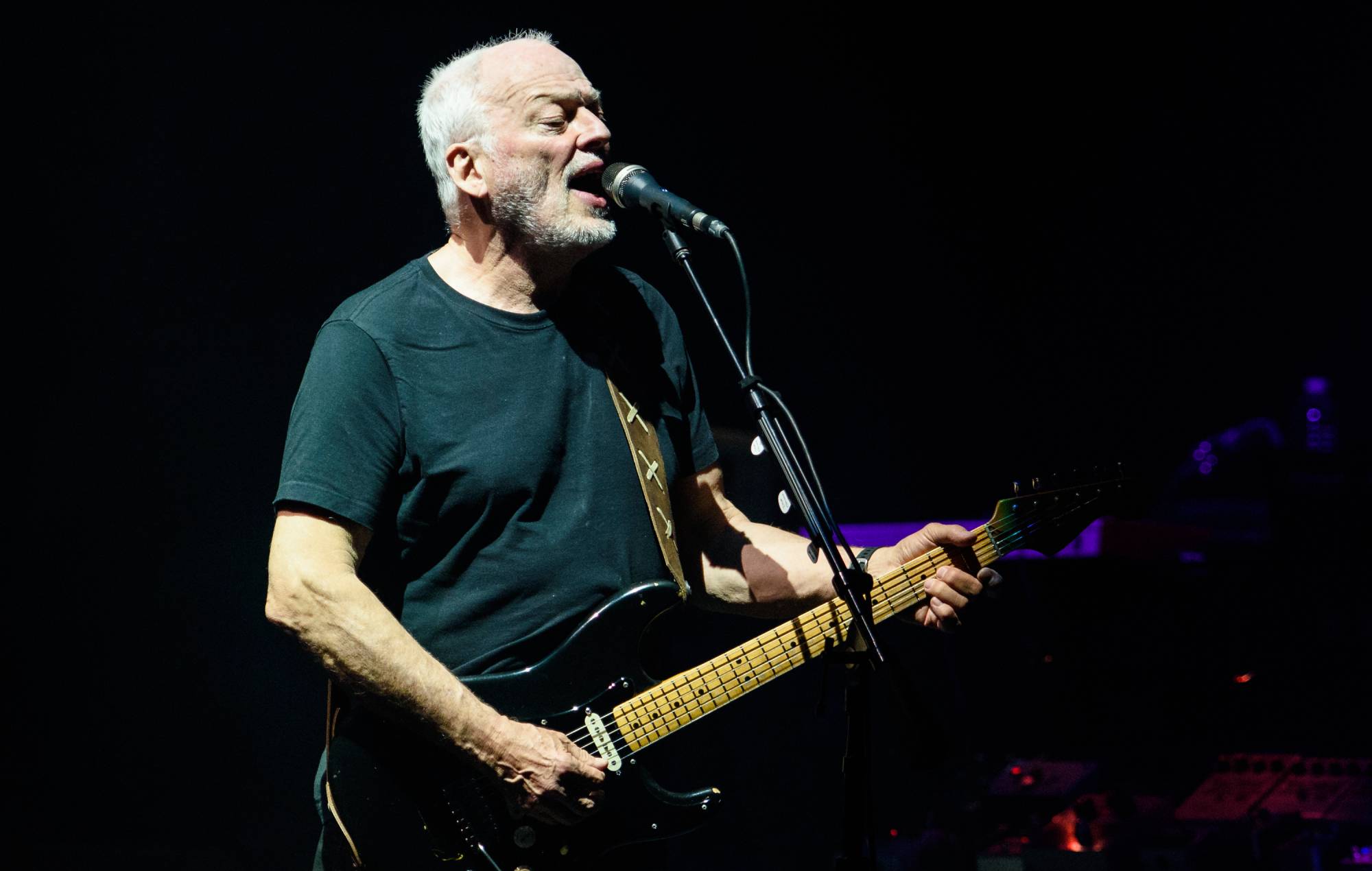 David Gilmour se produit sur scène au Madison Square Garden le 12 avril 2016 à New York.  (Photo de Matthew Eisman/Getty Images)
