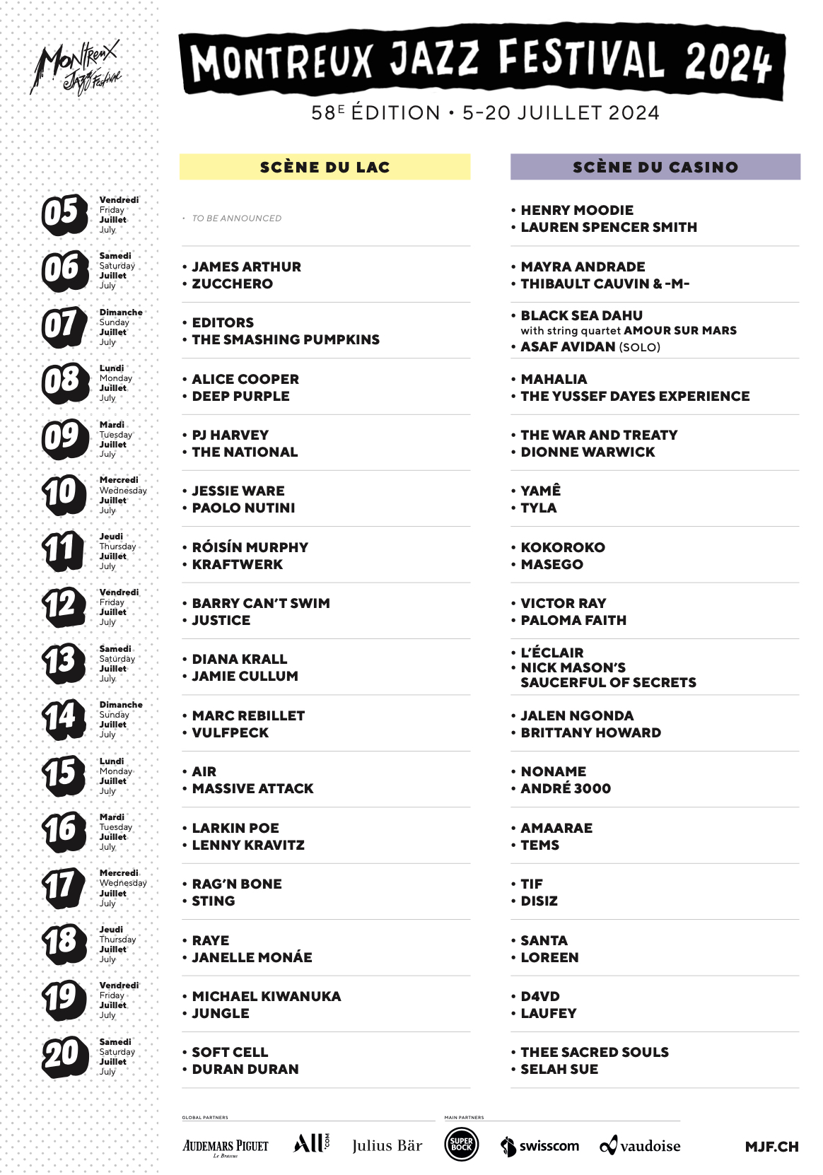 Programmation du Montreux Jazz Festival 2024
