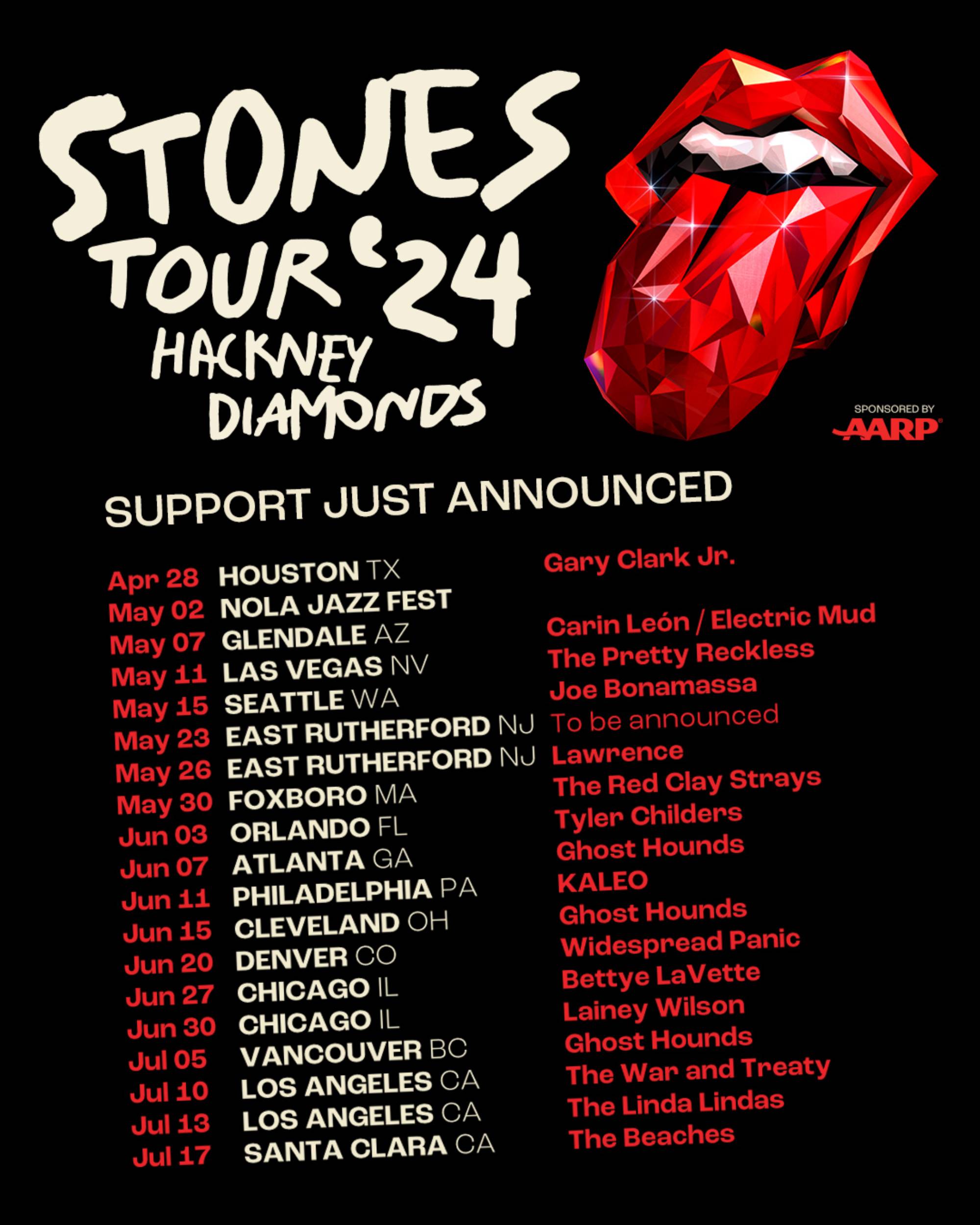 Affiche de support pour toutes les dates des Rolling Stones 2024.  Crédit : PRESSE.