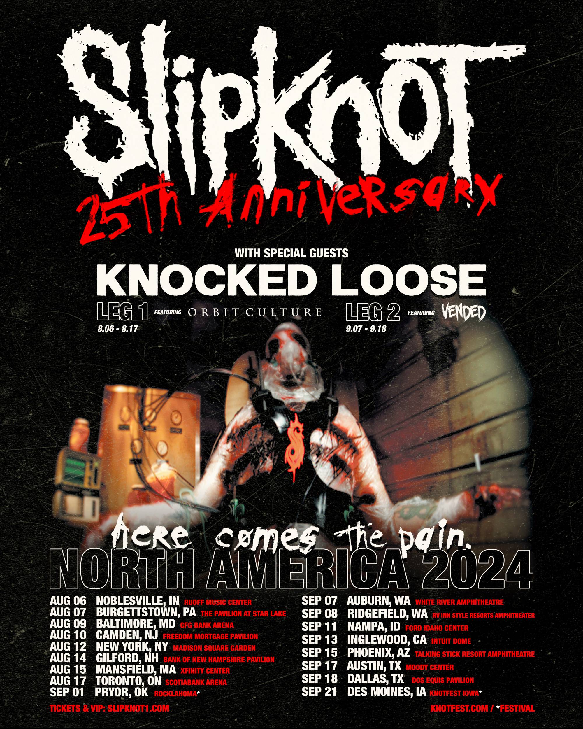 SLIPKNOT - TOURNÉE 25E ANNIVERSAIRE - AMÉRIQUE DU NORD Crédit : PRESSE