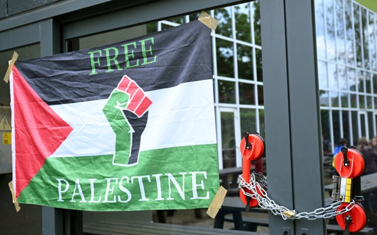 Free Palestine protest VUB (Photo by Dursun Aydemir/Anadolu via Getty Images)