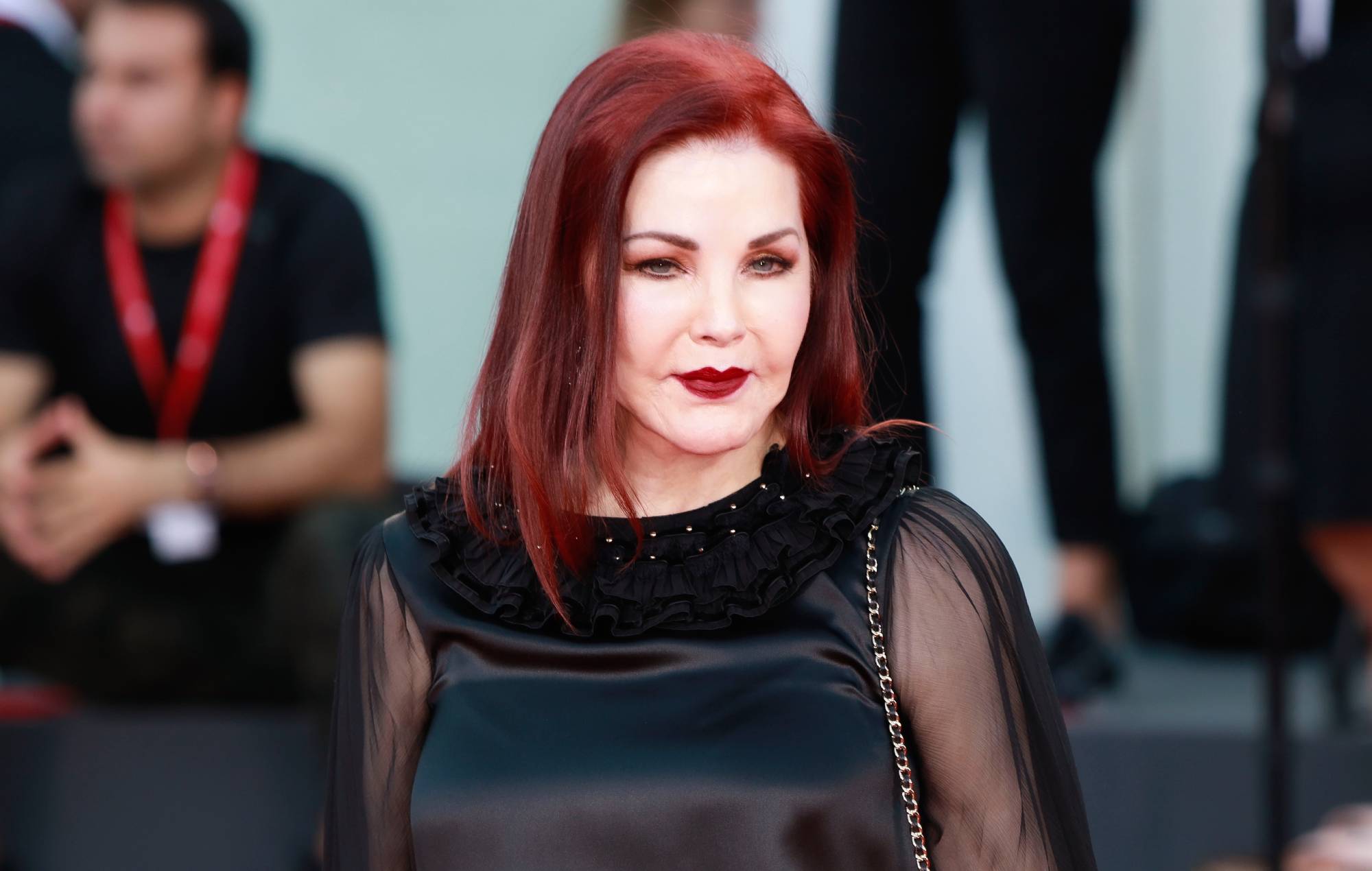 Priscilla Presley le 4 septembre 2023 à Venise. (Photo de Laurent Koffel / Gamma-Rapho via Getty Images)
