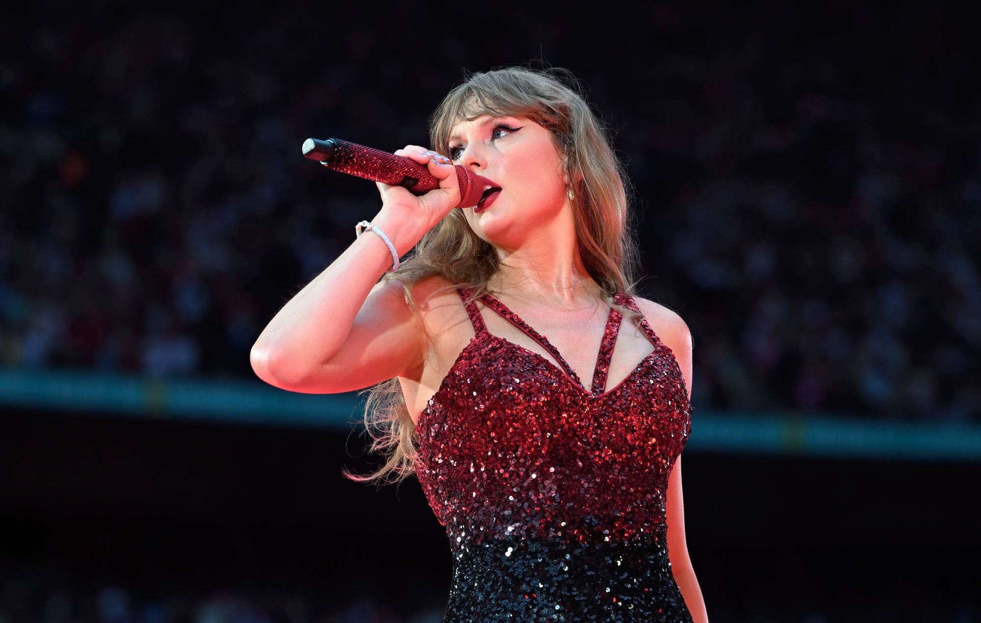 Taylor Swift se produit sur scène lors de la tournée « Taylor Swift | The Eras Tour » au stade de Wembley le 15 août 2024 à Londres, en Angleterre. (Photo de Gareth Cattermole/TAS24/Getty Images pour TAS Rights Management)