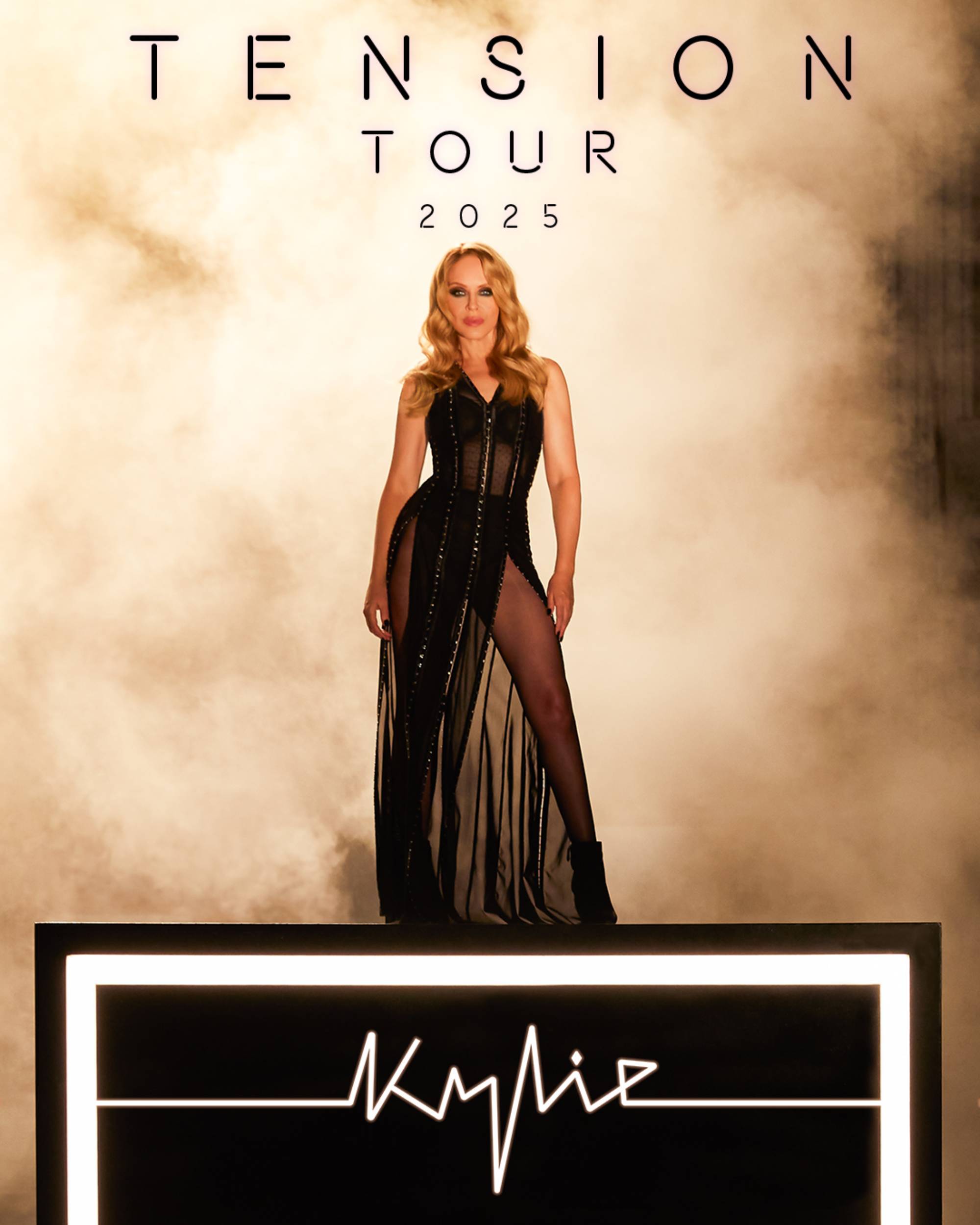 Affiche de la tournée Kylie Tension 2025. Crédit : PRESS