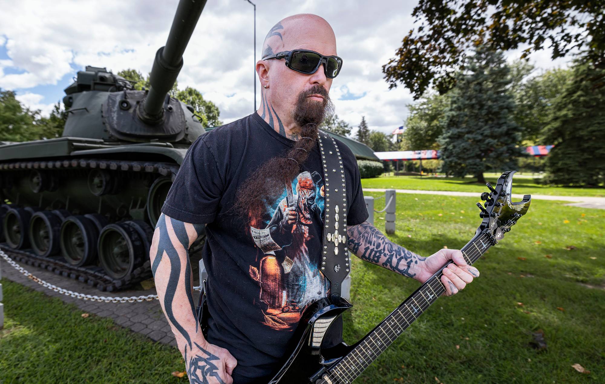 Kerry King of Slayer pose au Michigan Lottery Amphitheatre à Freedom Hill le 10 août 2024 à Sterling Heights, Michigan. (Photo de Scott Legato/Getty Images)