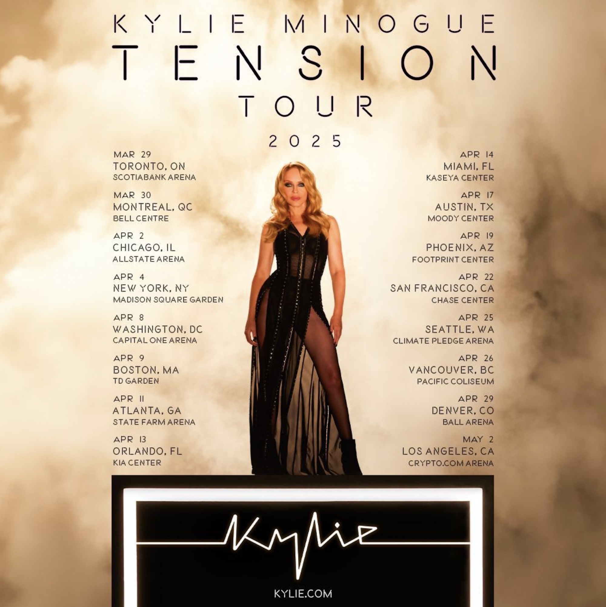 Affiche de la tournée américaine « Tension » de Kylie Minogue
