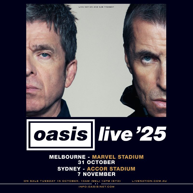 l'affiche officielle de la tournée australienne 2025 d'Oasis 