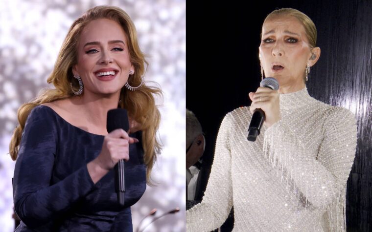 Regardez Adele en larmes alors qu'elle embrasse Céline Dion au spectacle de Las Vegas