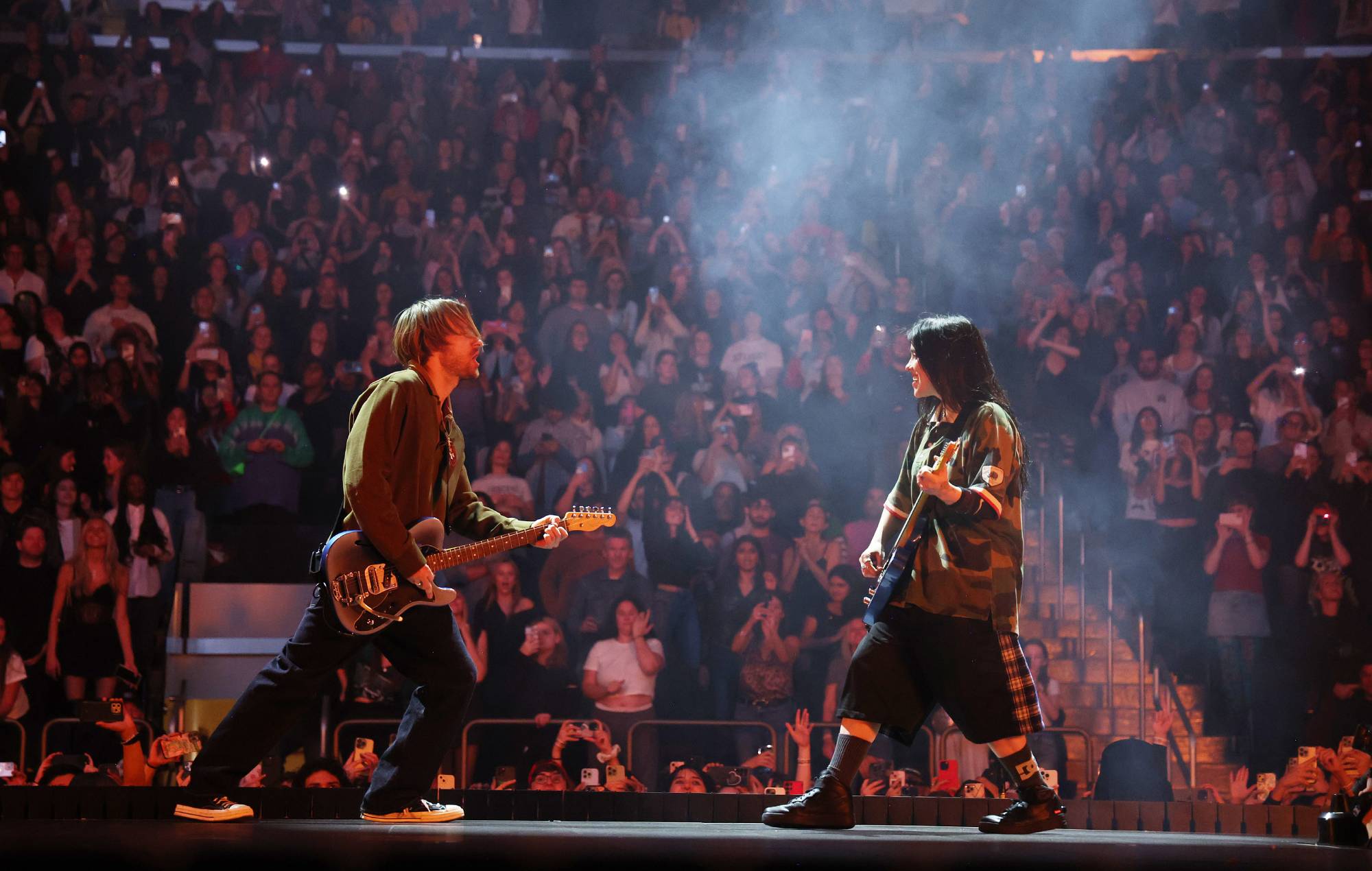 Finneas O'Connell et Billie Eilish se produisent sur scène lors de Billie Eilish HIT ME HARD AND SOFT: THE TOUR au Madison Square Garden le 16 octobre 2024 à New York. (Photo de Kevin Mazur/Kevin Mazur/Getty Images pour Live Nation)