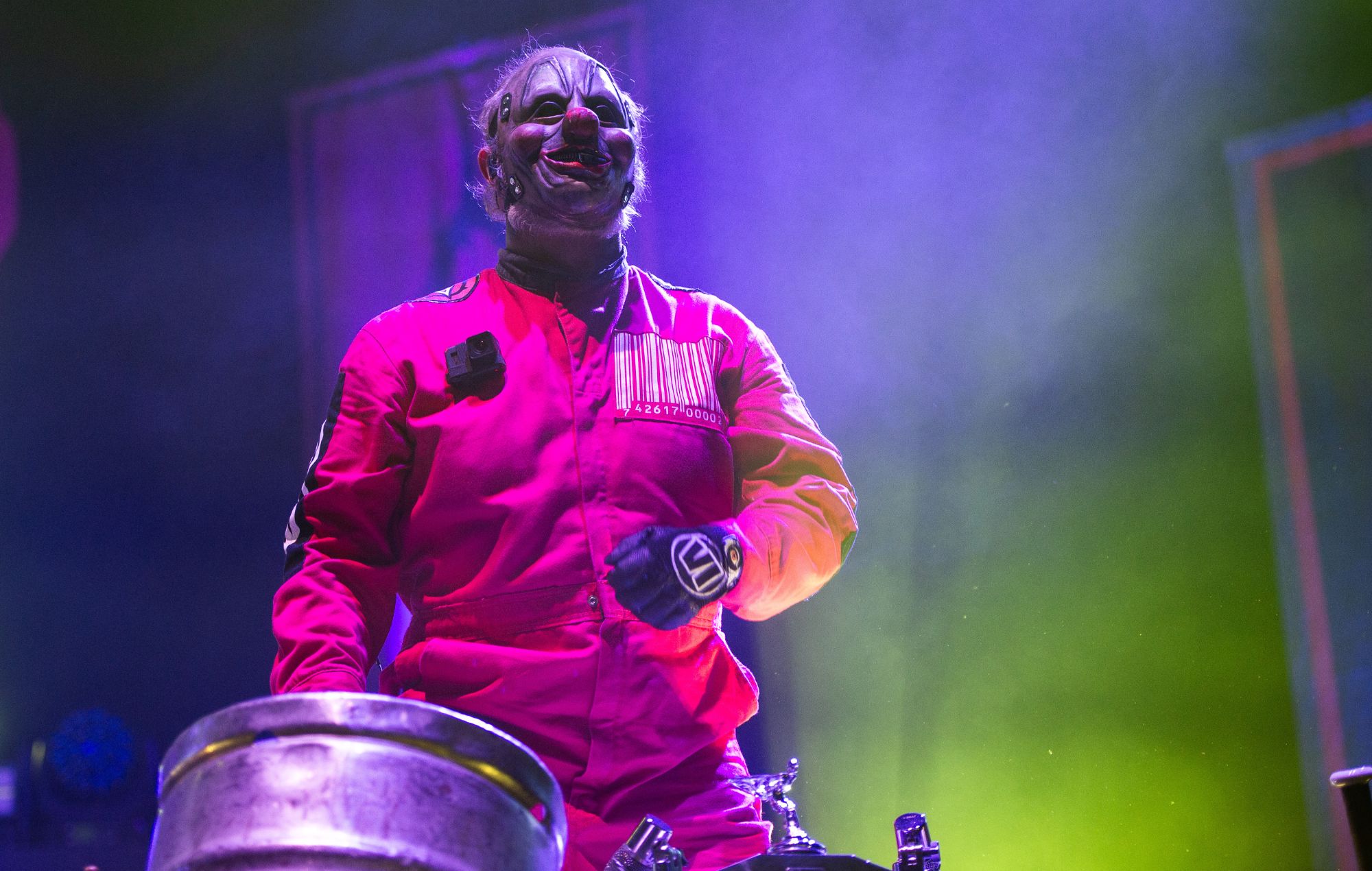 Shawn « Clown » Crahan de Slipknot se produit à l'O2 Arena de Londres, le 20 décembre 2024.