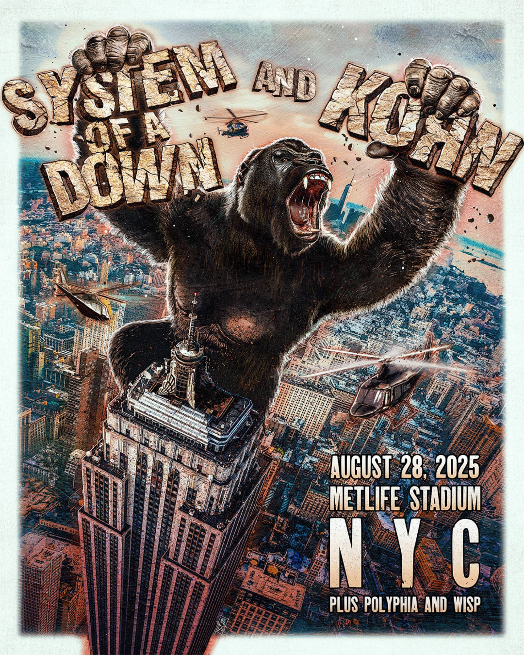 Affiche de la tournée des stades nord-américains de System Of A Down 2025. Crédit : PRESSE