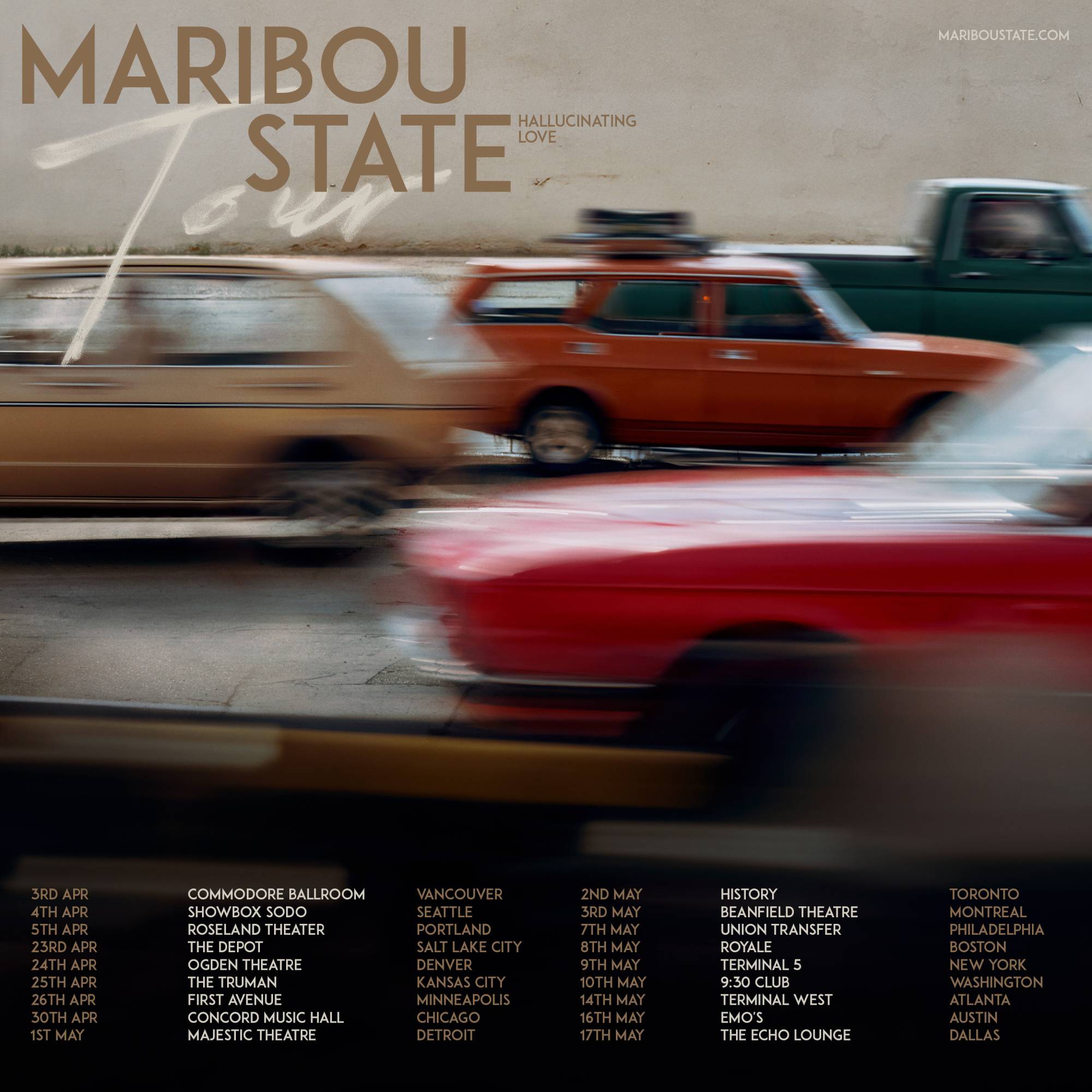 Affiche de la tournée Maribou State 2025. Crédit PRESSE