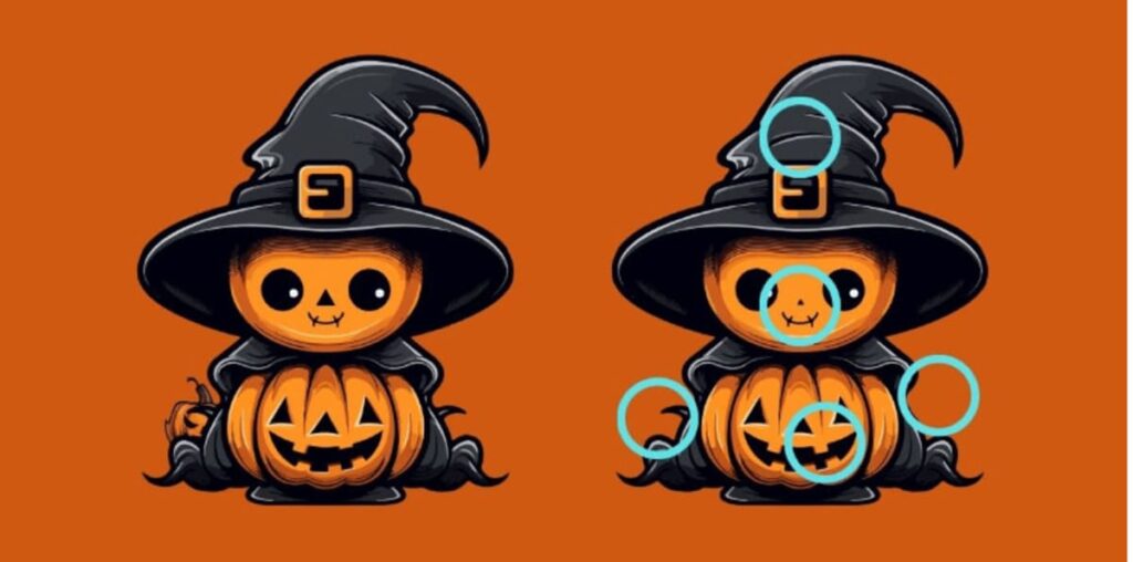 solution 5 différences effrayantes entre ces 2 citrouilles d'Halloween