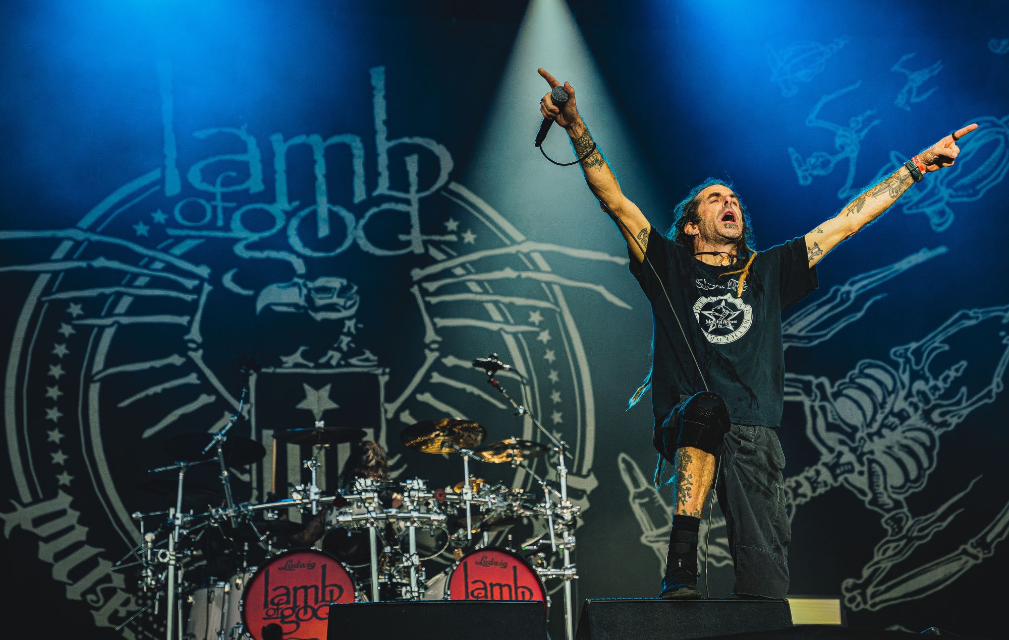 Randy Blythe de l'agneau de Dieu se produit en direct