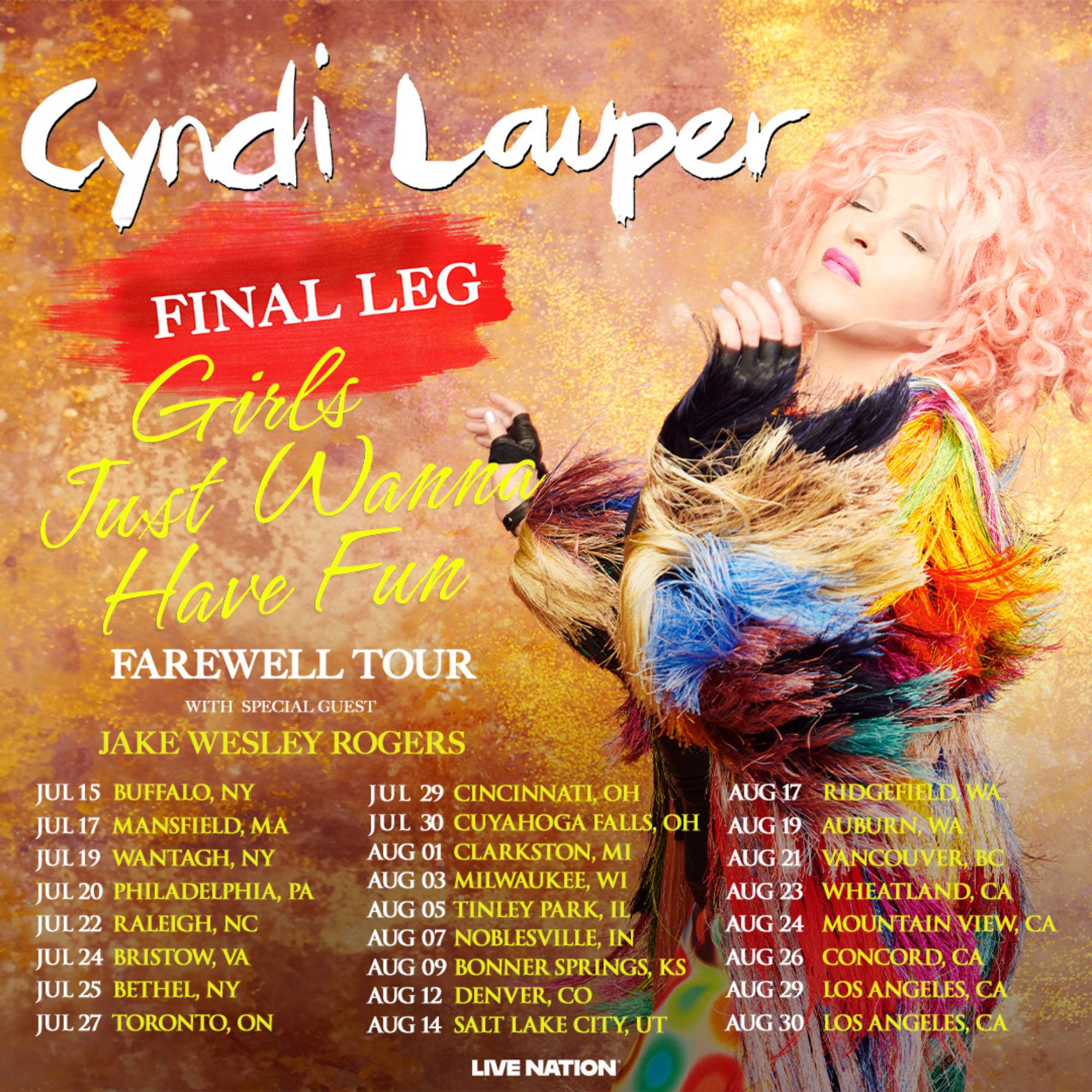 Cyndi Lauper 'Girls Just Wanna Gave' Adieu 2025 North American Tour Affiche. Crédit: presse. 