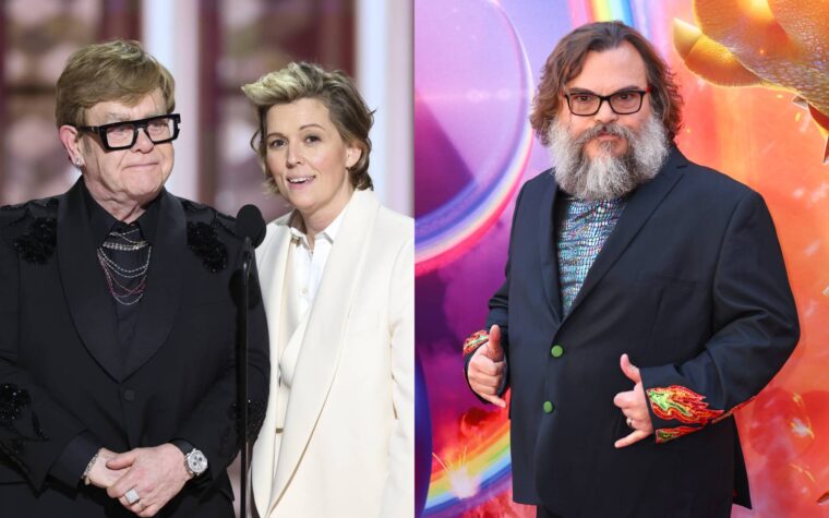 Elton John et Brandi Carlile pour la performance conjointe de «Saturday Night Live», avec Jack Black Hosting