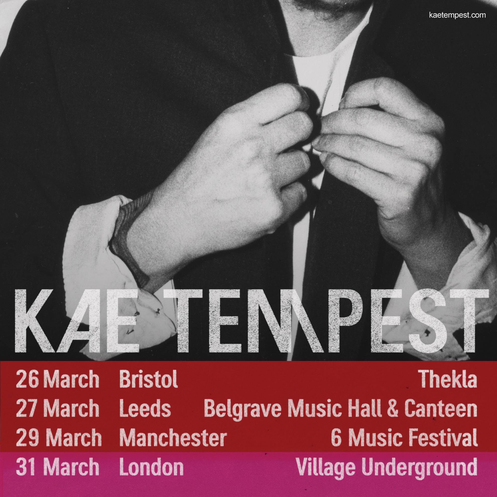 Affiche de la tournée Kae Tempest 2025. Crédit: appuyez sur