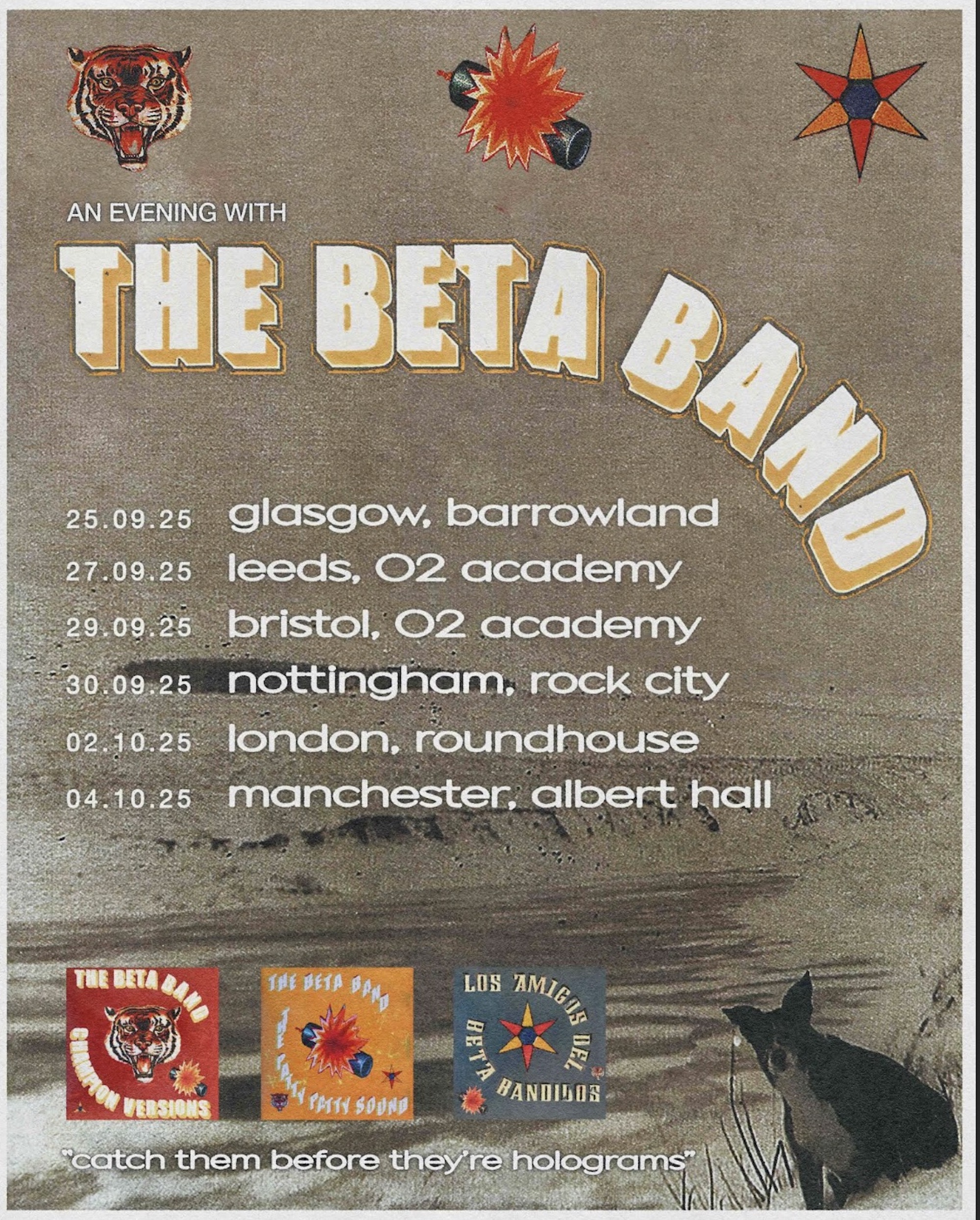 L'affiche du Beta Band 2025 Tour, Royaume-Uni.