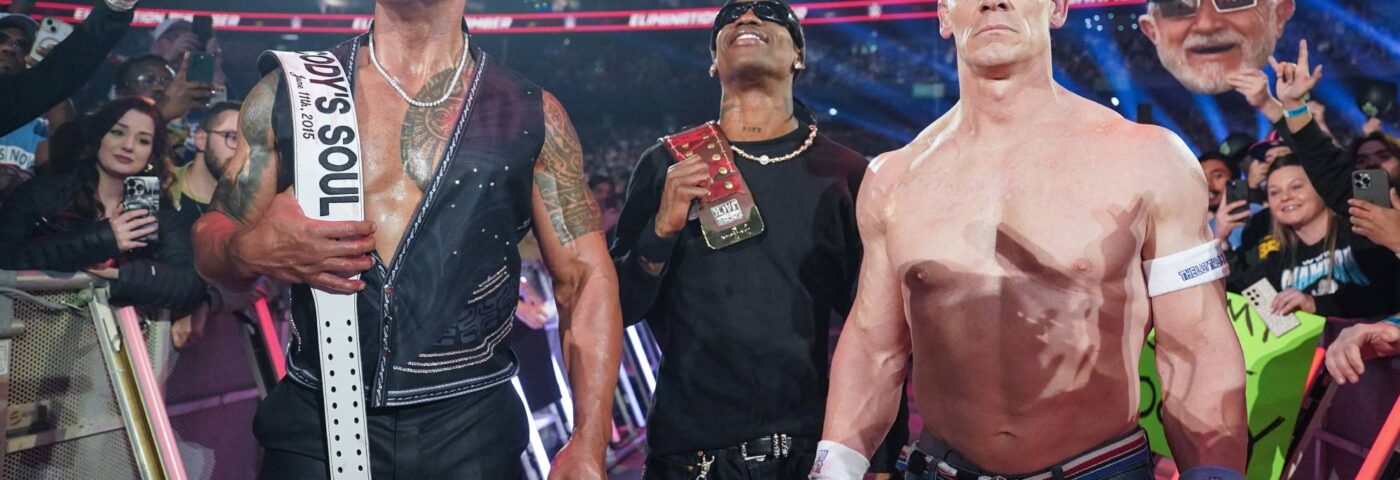 Regardez Travis Scott jouer un rôle dans Dwayne Johnson et le choc de John Cena se terminant à la «Chambre d'élimination» de la WWE