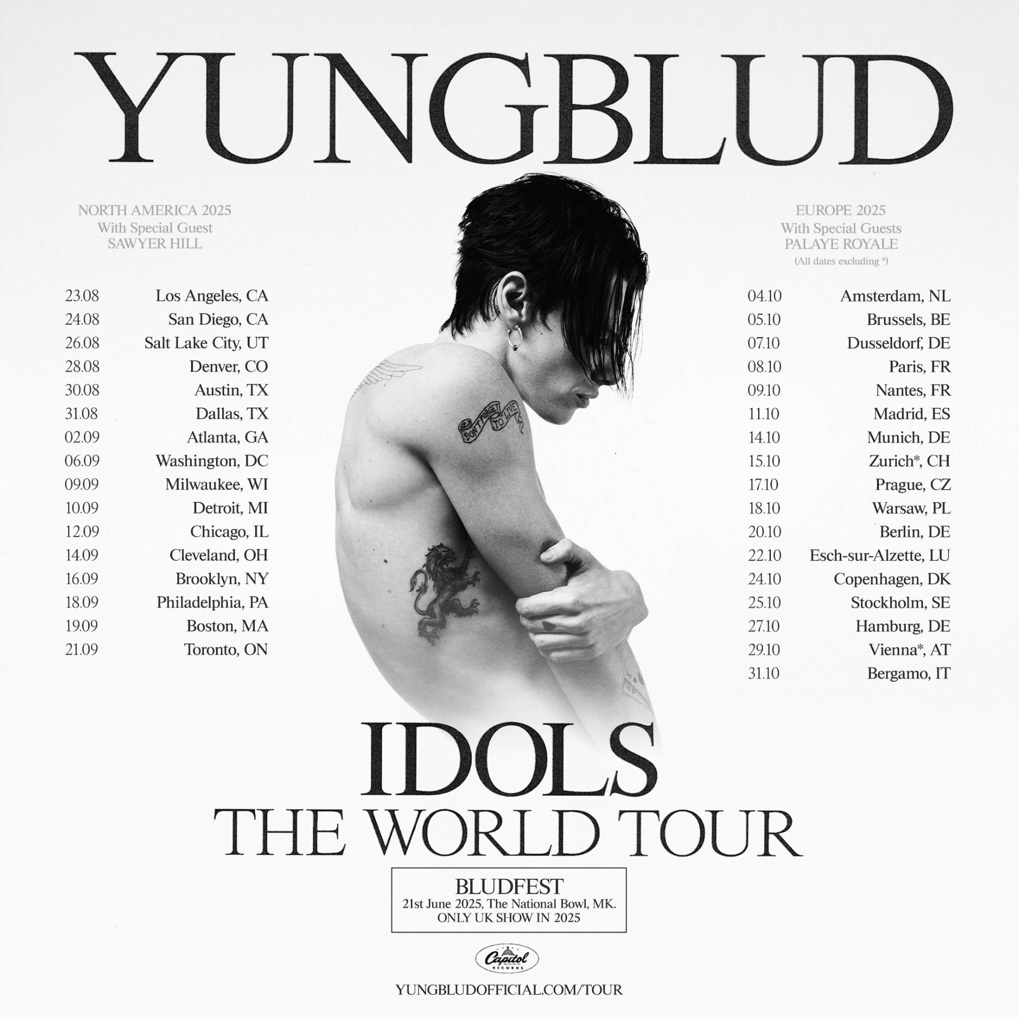 Yungblud annonce la tournée mondiale «Idols» 2025. Crédit: appuyez sur