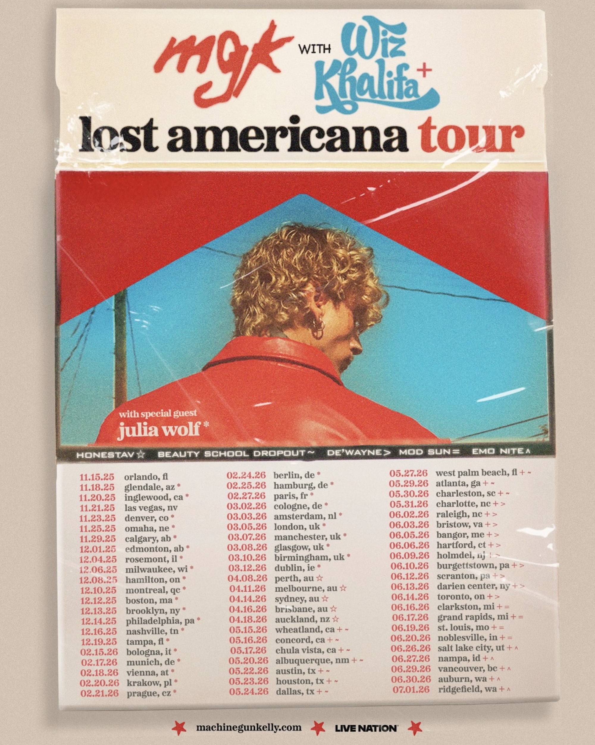 Affiche MGK 2025-2026 'Lost Americana' World Tour
