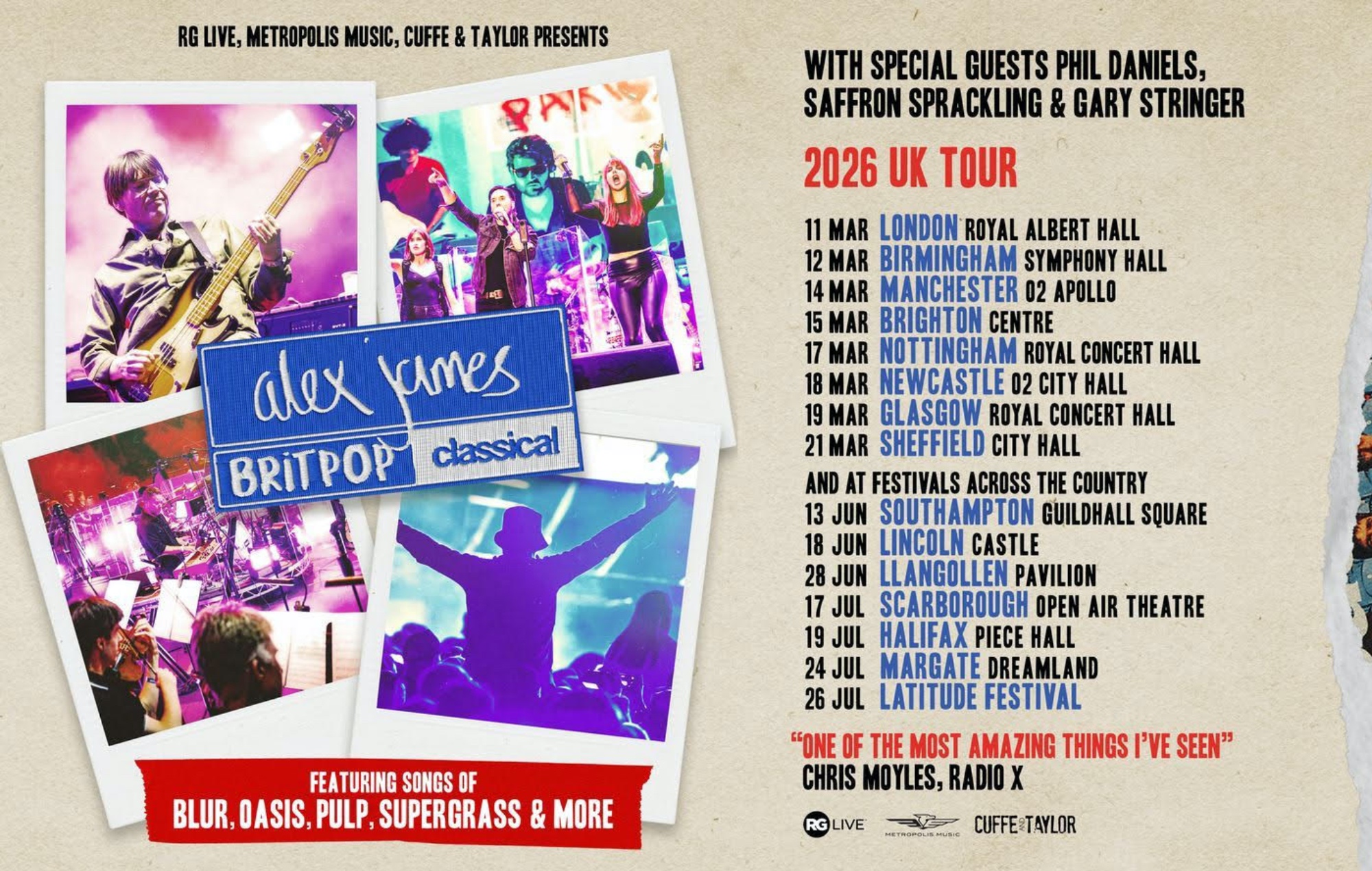 Tournée britannique Britpop Classical d'Alex James