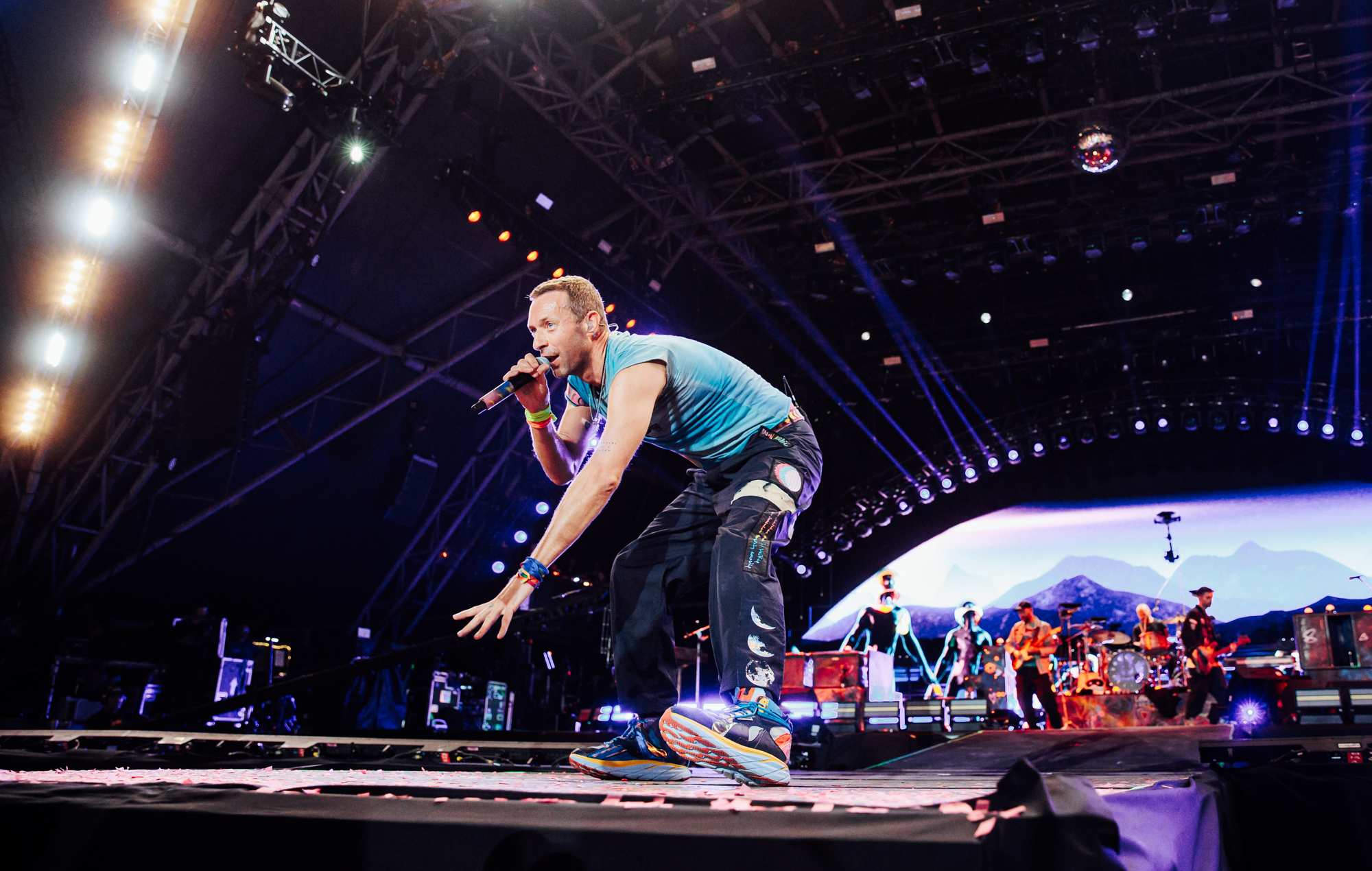 Coldplay en direct à Glastonbury 2024, photo d'Andy Ford