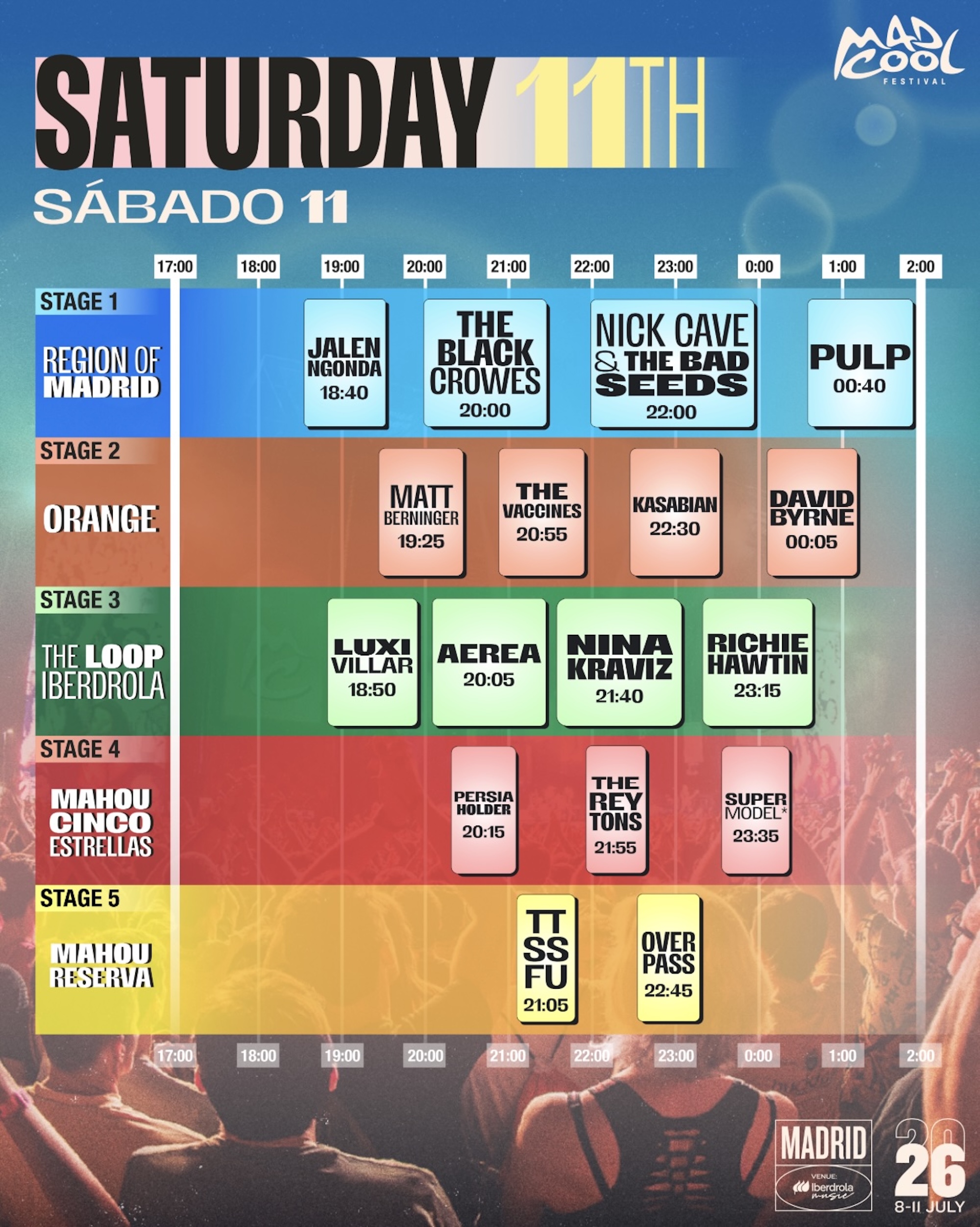 Affiche du samedi Mad Cool 2026. CRÉDIT : Presse