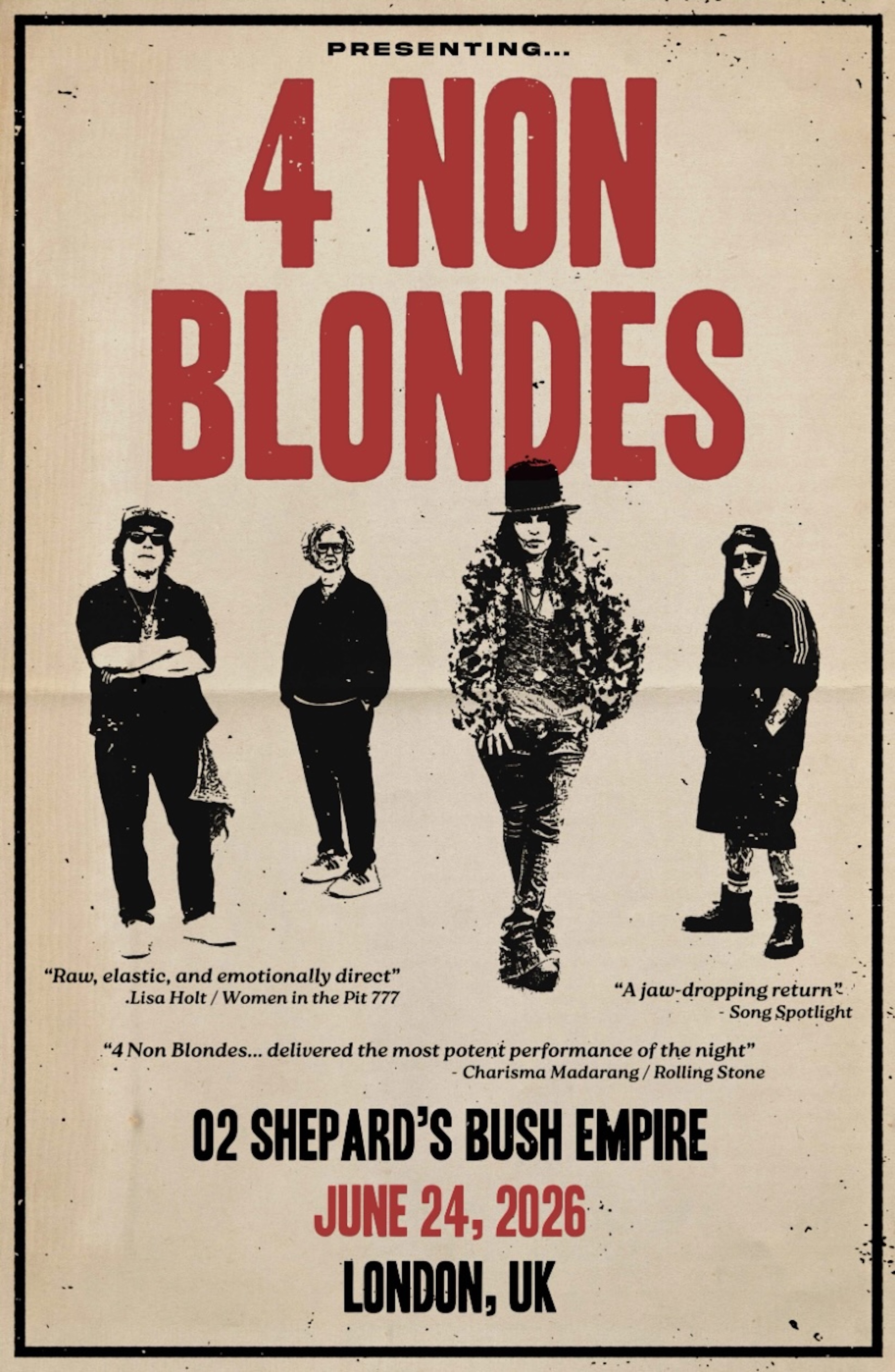 Affiche de la tournée 4 Non Blondes au Royaume-Uni