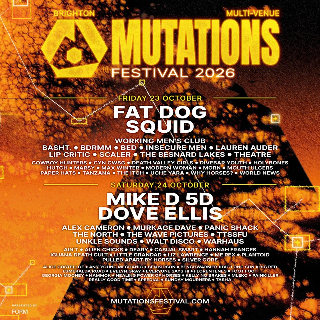 Mutations Festival à Brighton, affiche officielle du line-up