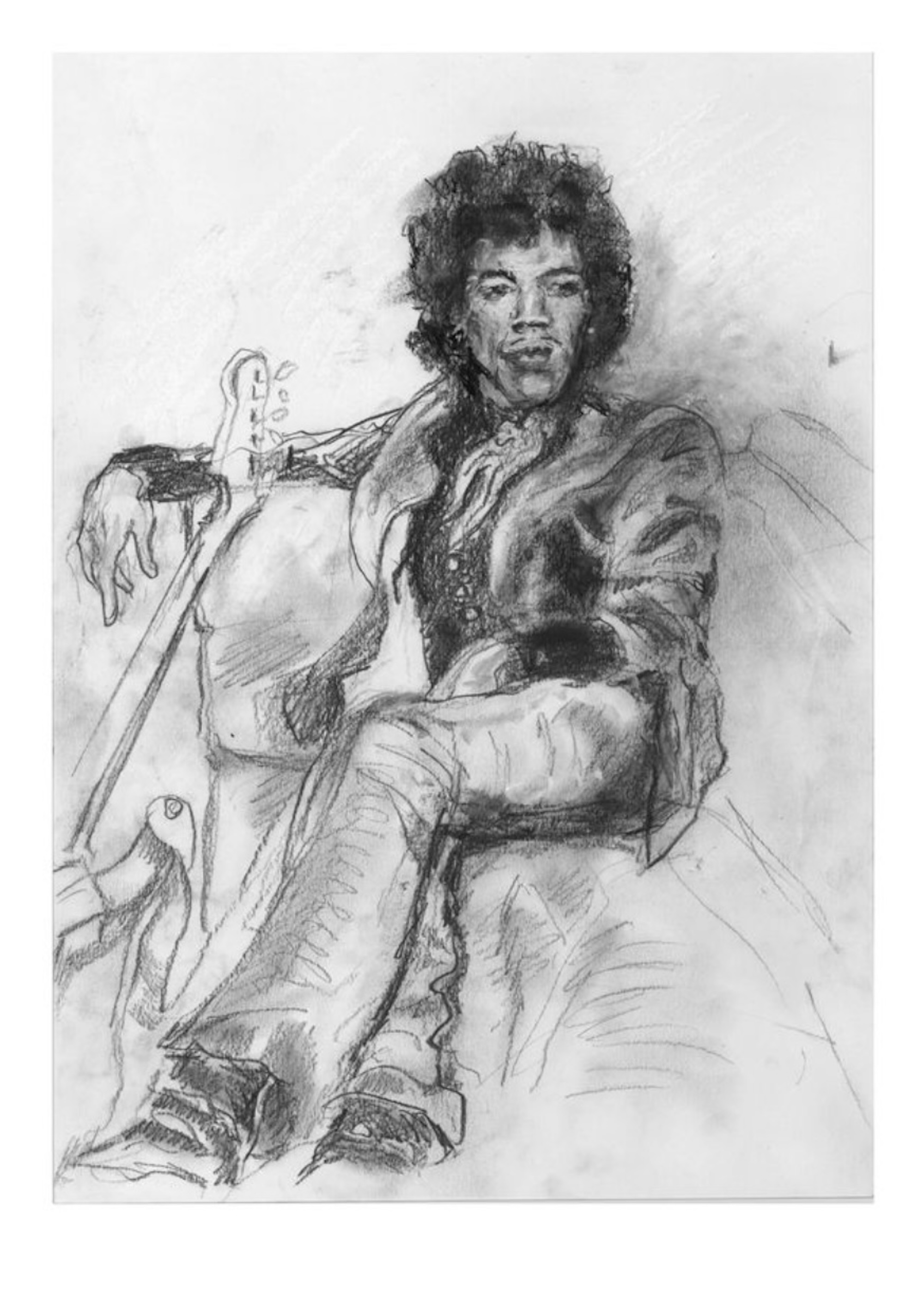 Peinture de Ronnie Wood de Jimi Hendrix pour l'exposition 2026. CRÉDIT : Presse