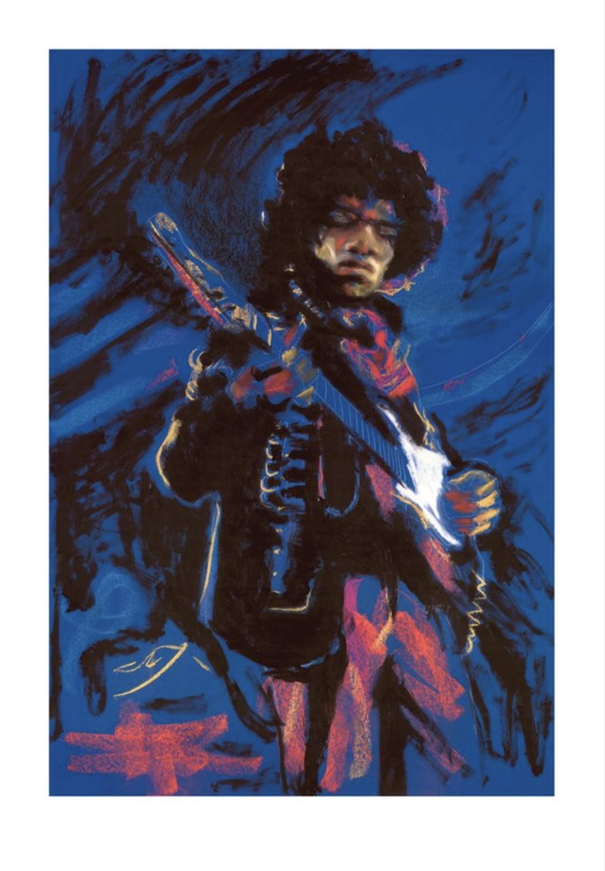 Peinture de Ronnie Wood de Jimi Hendrix pour l'exposition 2026. CRÉDIT : Presse