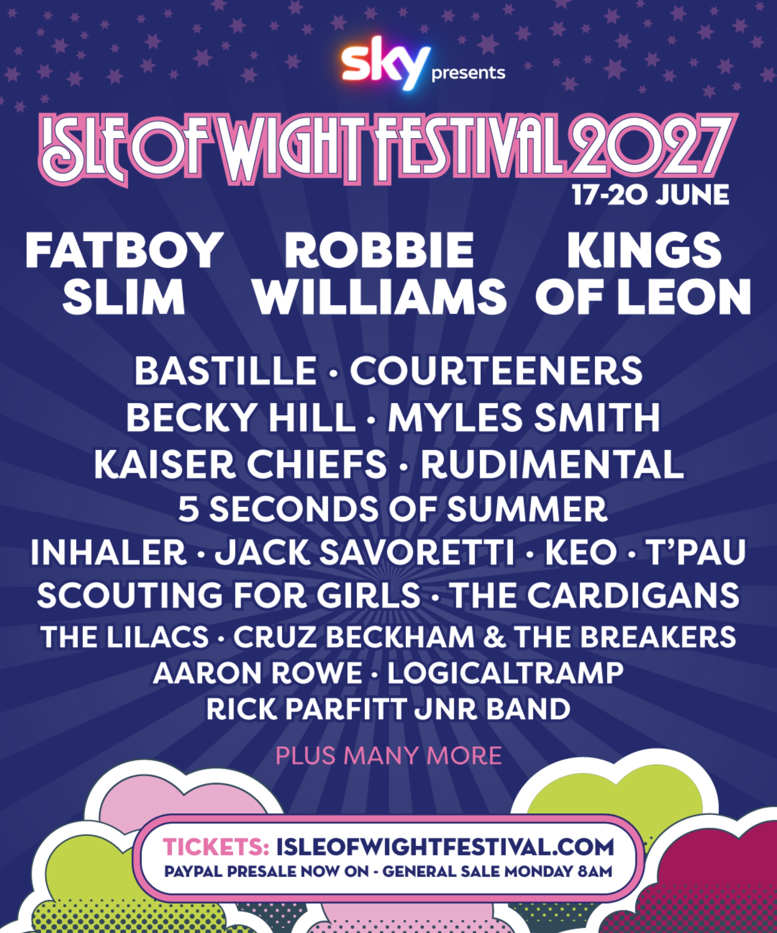 Affiche de la programmation du Isle Of Wight Festival 2027