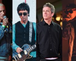Paul Weller (Grant Buchanan/Getty), Johnny Marr (Andy Ford for NME), Noel Gallagher (Earl Gibson/Getty) and Kneecap (Andy Ford for NME)