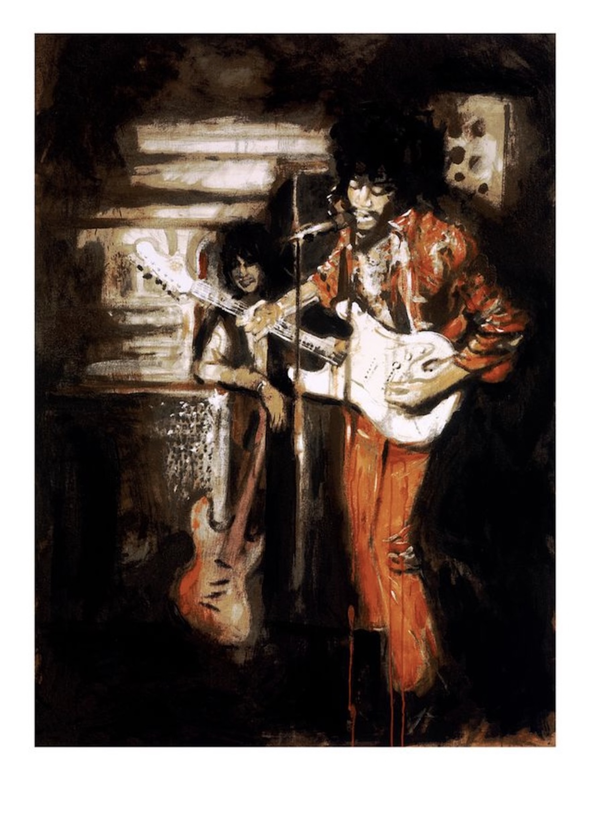 Peinture de Ronnie Wood de Jimi Hendrix pour l'exposition 2026. CRÉDIT : Presse